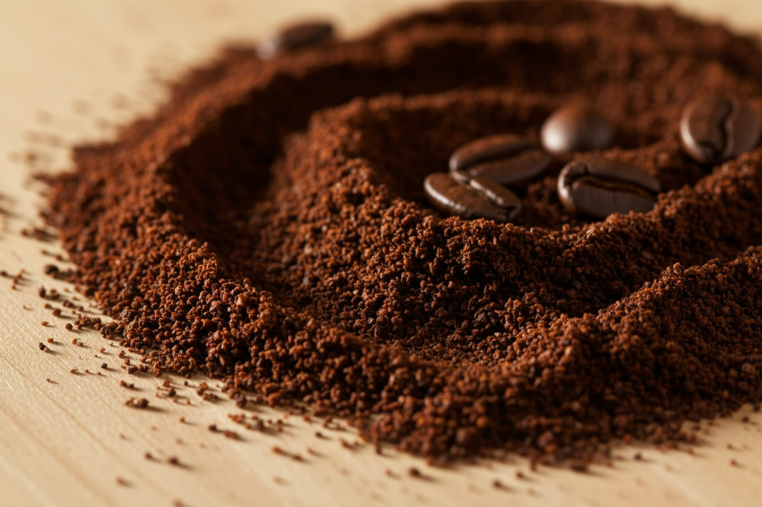 Coffee grounds and different types of soil